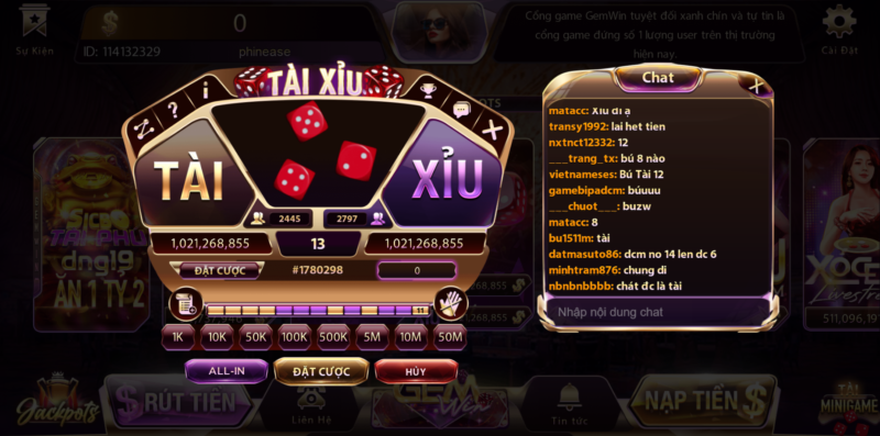 Tổng quan về game tài xỉu tại cổng game Gemwin