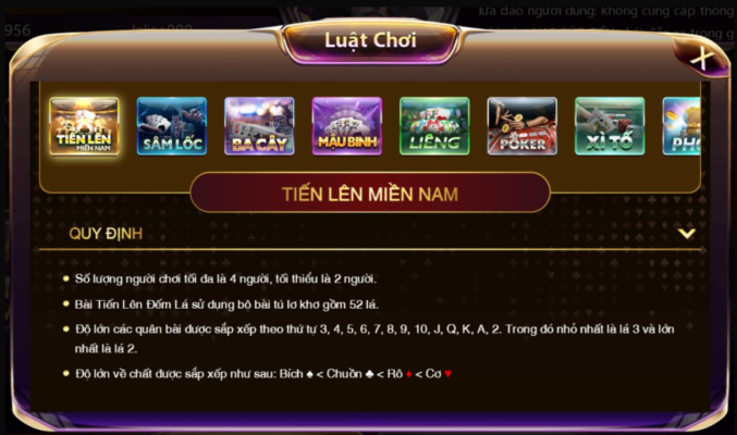 dat cuoc game bai tien len mien nam