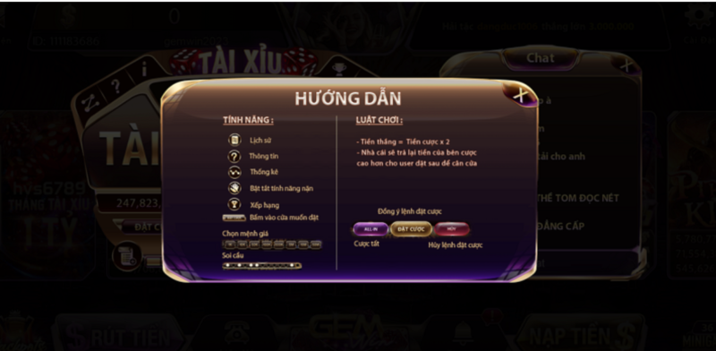 Luật chơi tài xỉu đơn giản tại Gemwin