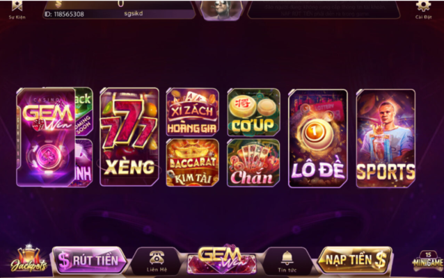 Giao diện Gemwin đẹp mắt dễ sử dụng